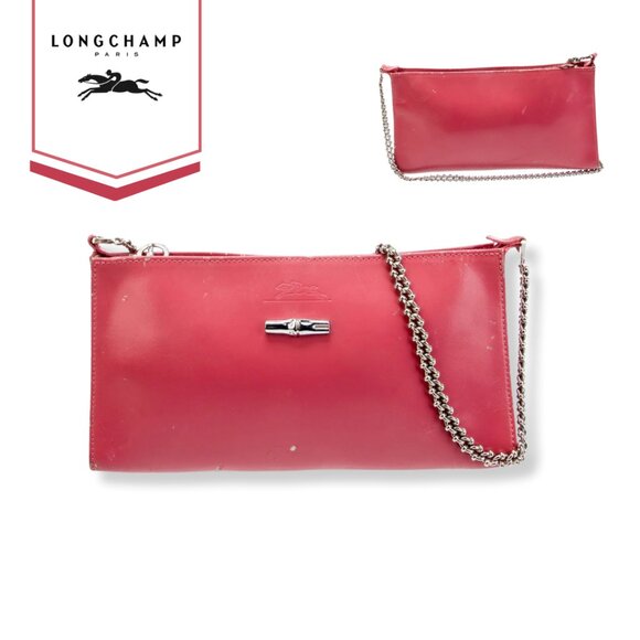 Longchamp Pink Leather  Shoulder Bag with Silver-Tone Hardware - Picture 1 of 6